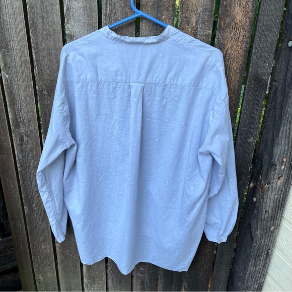 Uniqlo Lightweight 100% Cotton Polka Dot Henley Peasant Top Sz M - Picture 2 of 14